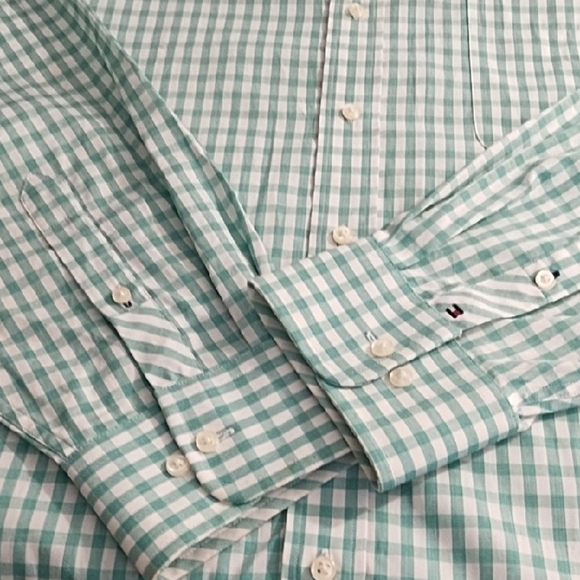 Tommy Hilfiger Green & White Checked Casual Shirt - Picture 5 of 13